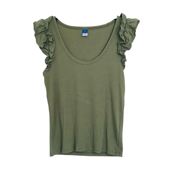 Old Navy Tops - Old Navy Women’s Medium Ribbed Ruffle Sleeve Tank Bundle Black & Olive Green